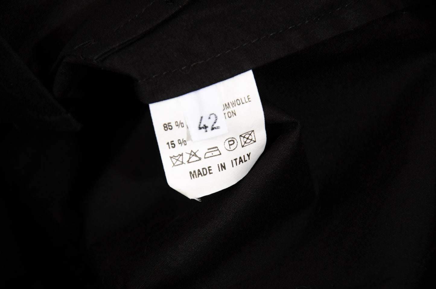 Vintage Collection Privée..? black cotton and leather button up shirt / Made in Italy