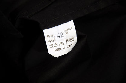 Vintage Collection Privée..? black cotton and leather button up shirt / Made in Italy