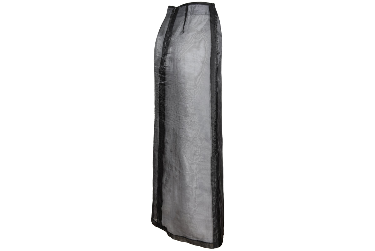 F/W 2000 Amaya Arzuaga linen blenc sheer cargo pocket skirt - Made in Spain