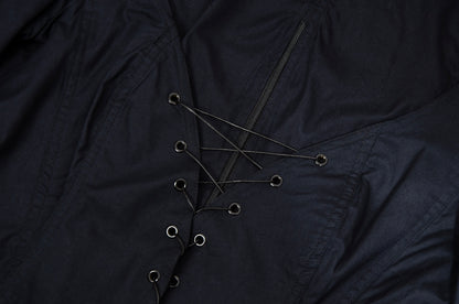 Vintage Easton Pearson black cotton corset inspired lace-up blouse with zip back opening