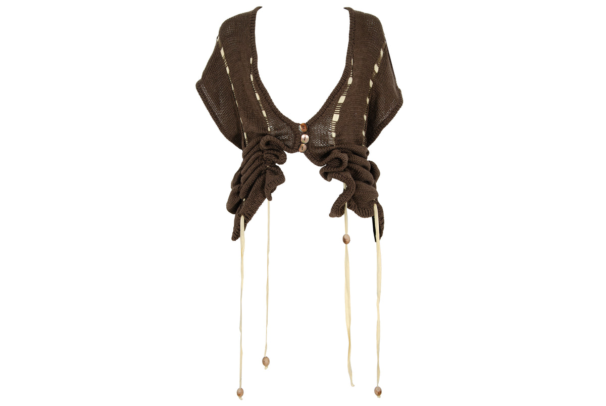 Vintage PierAntonioGaspari brown cotton knit convertible 2-in-1 sleeveless top - Made in Italy