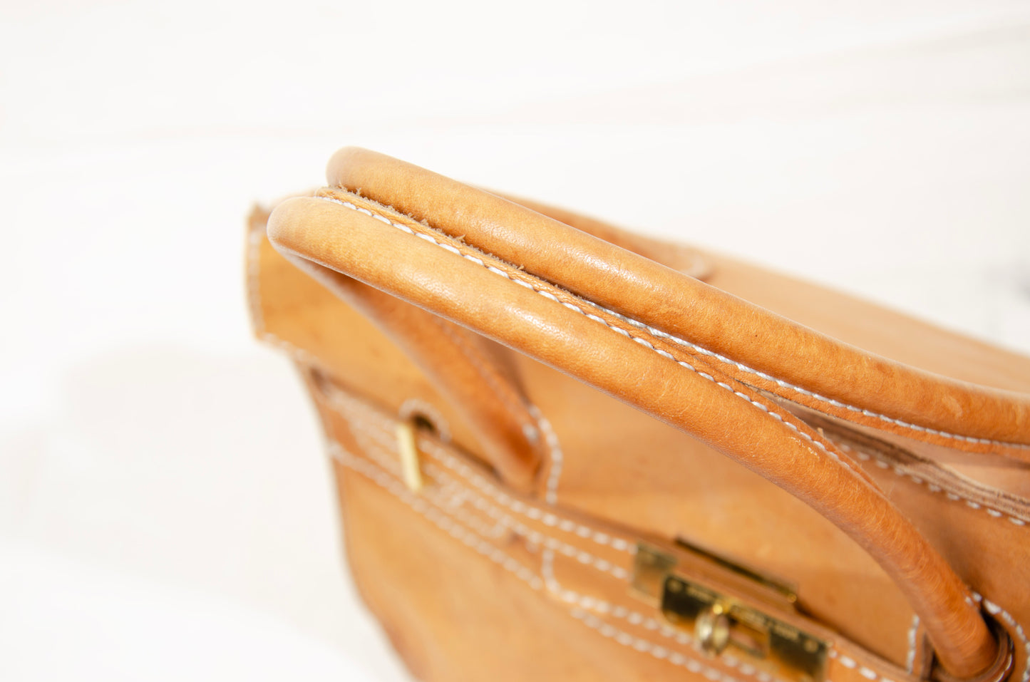 Vintage Japanese brand cognac leather bag - Made in Japan