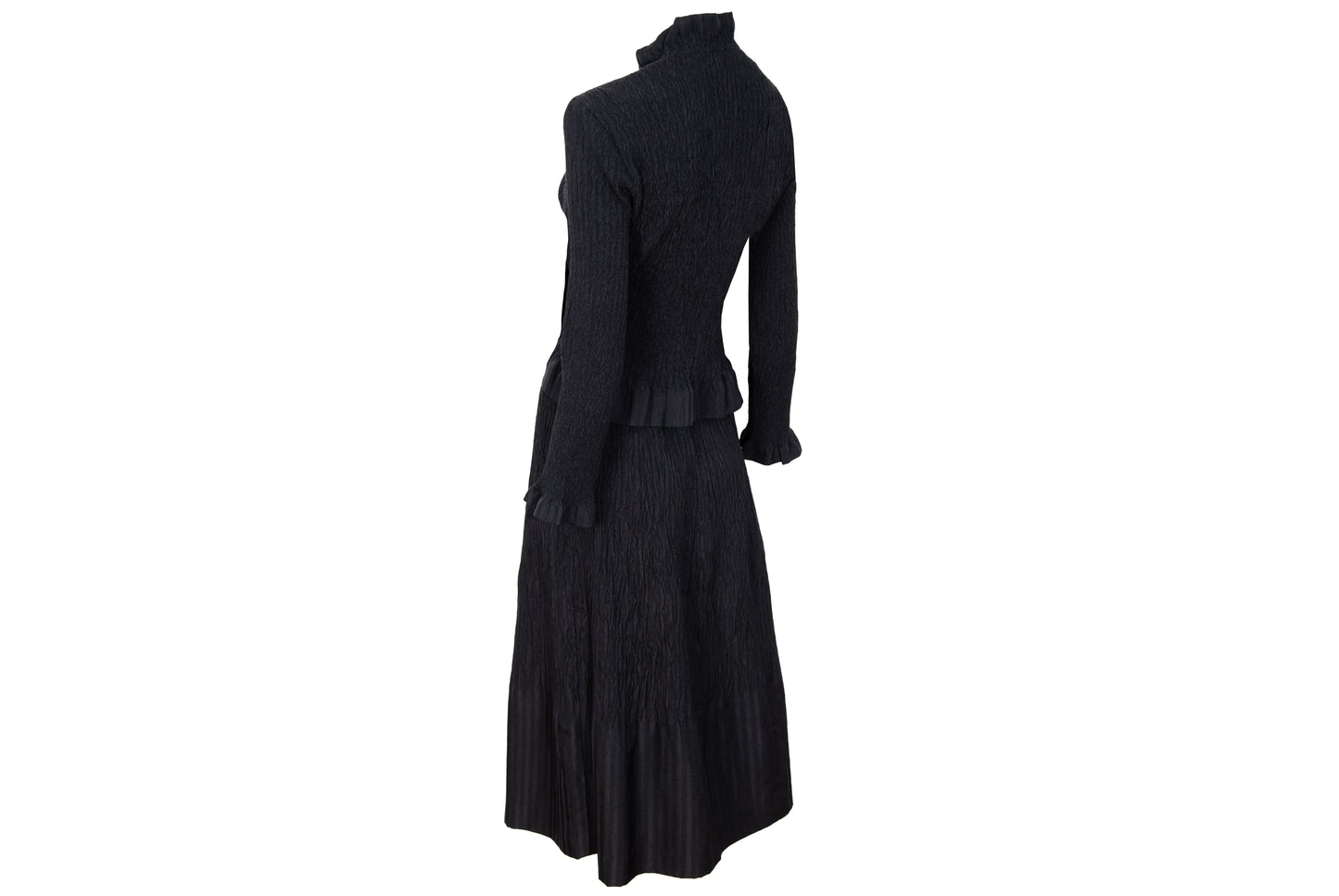 Vintage Akihiko Izukura silk permanent pleats shirt and skirt two piece set
