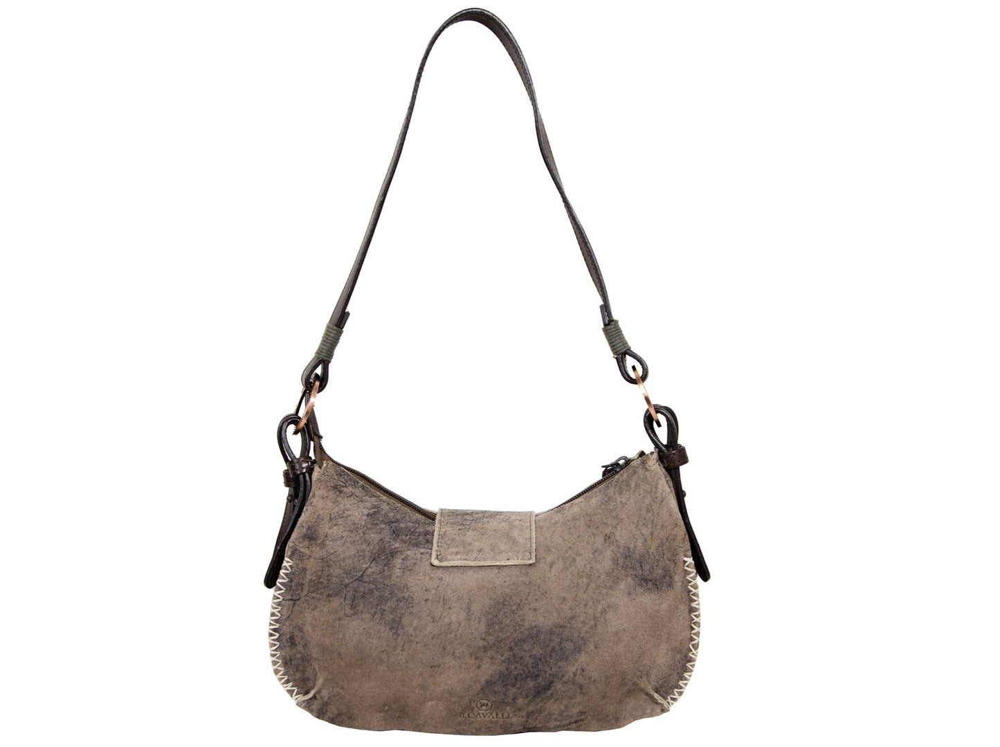 90s aged brown suede medieval bejeweled cross bag - Made in Italy