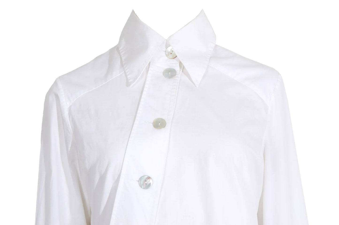 F/W 2000 Pascal Humbert asymmetrical white button up poplin shirt - Made in France