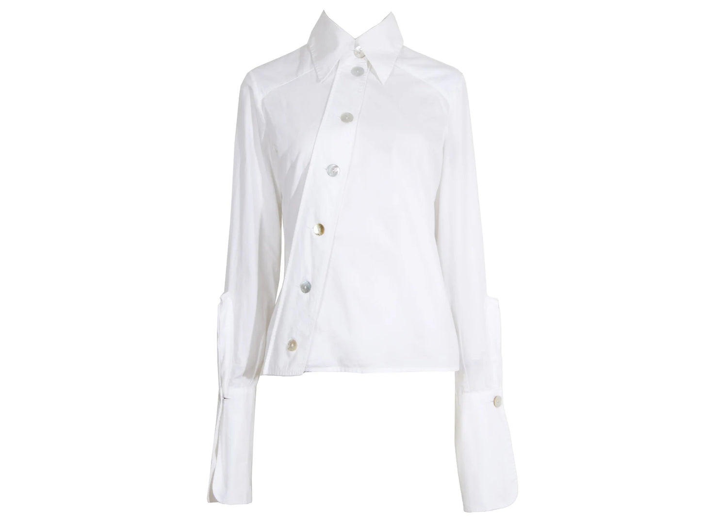 F/W 2000 Pascal Humbert asymmetrical white button up poplin shirt - Made in France