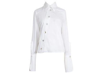 F/W 2000 Pascal Humbert asymmetrical white button up poplin shirt - Made in France