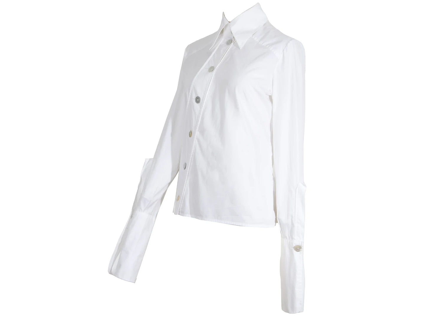 F/W 2000 Pascal Humbert asymmetrical white button up poplin shirt - Made in France