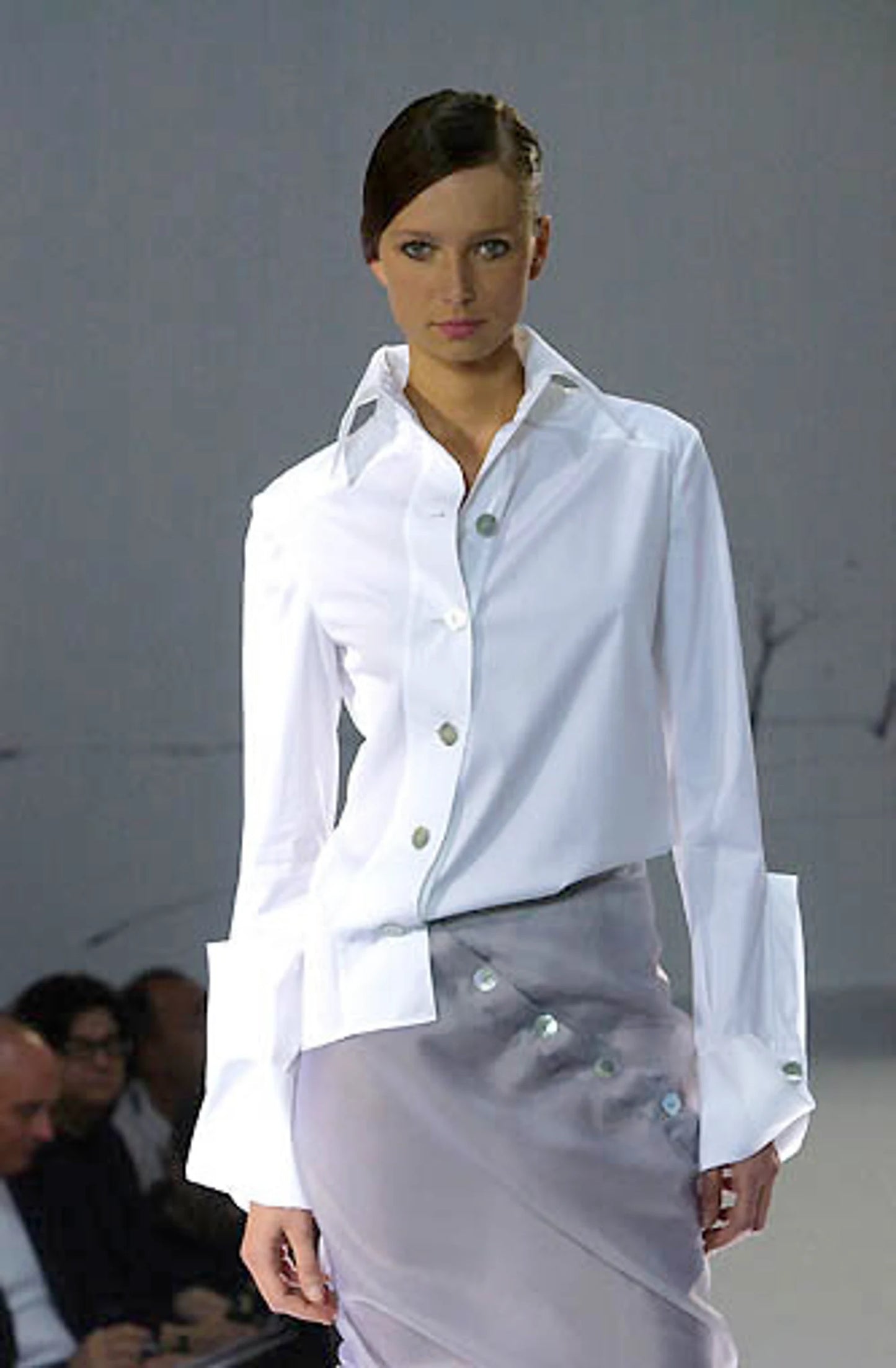 F/W 2000 Pascal Humbert asymmetrical white button up poplin shirt - Made in France