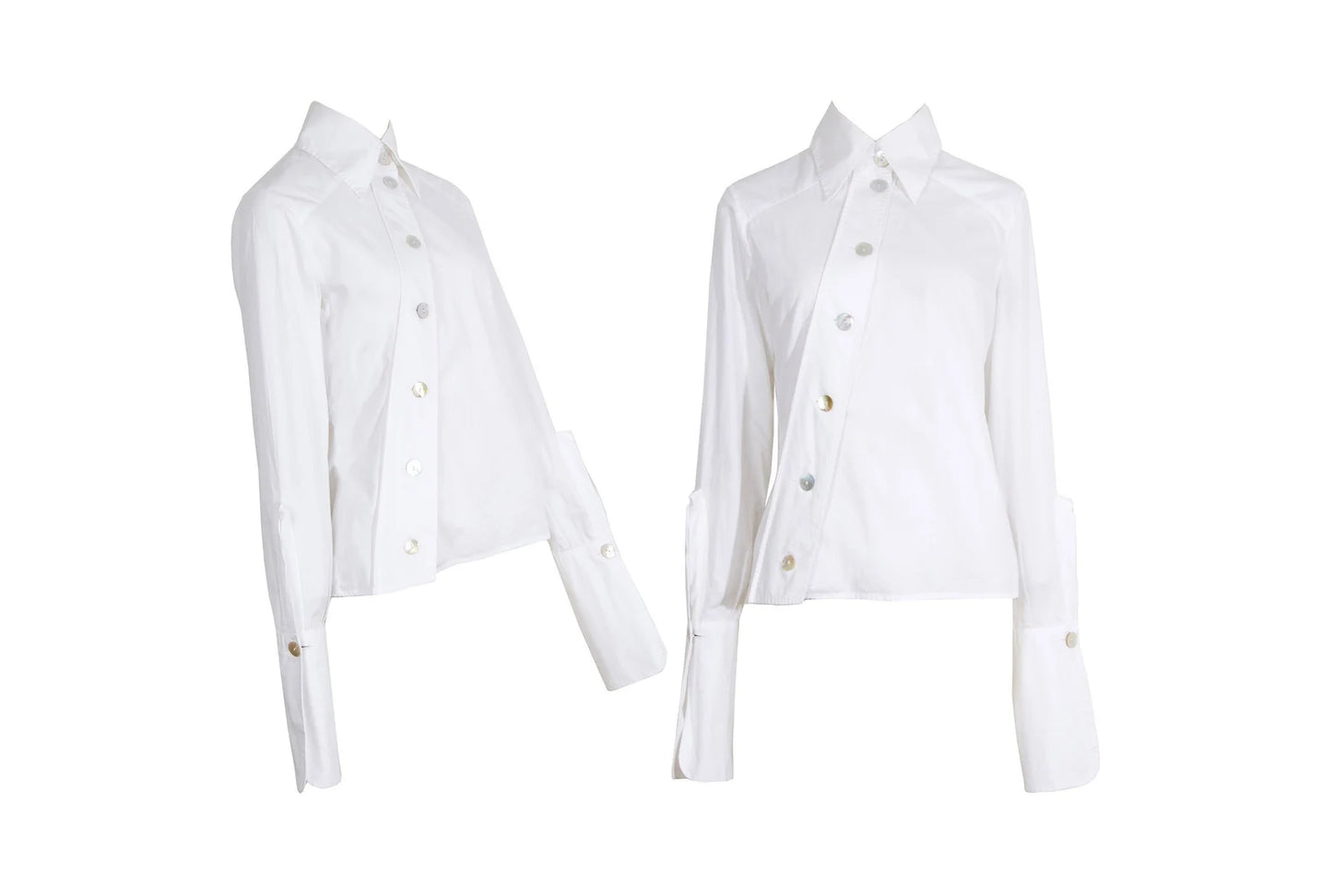 F/W 2000 Pascal Humbert asymmetrical white button up poplin shirt - Made in France