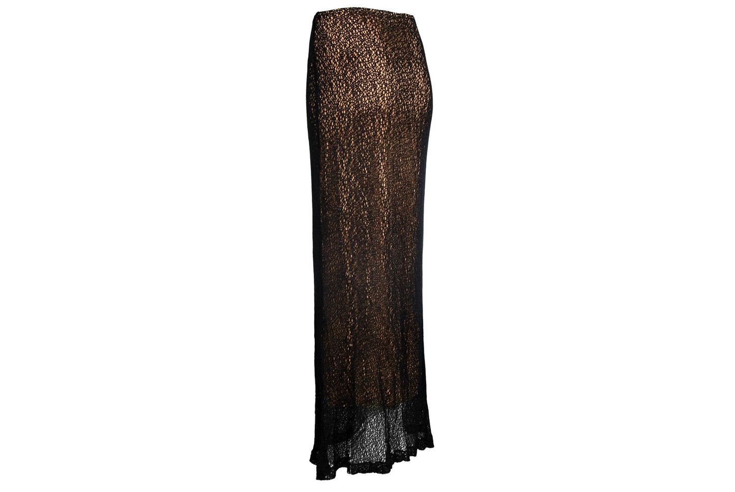 Vintage Ozbek black crochet skirt with soft mesh lining / Made in Italy