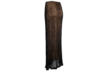 Vintage Ozbek black crochet skirt with soft mesh lining / Made in Italy