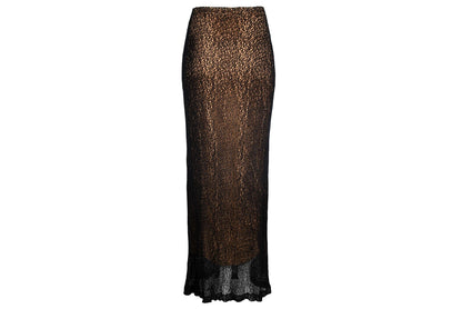 Vintage Ozbek black crochet skirt with soft mesh lining / Made in Italy
