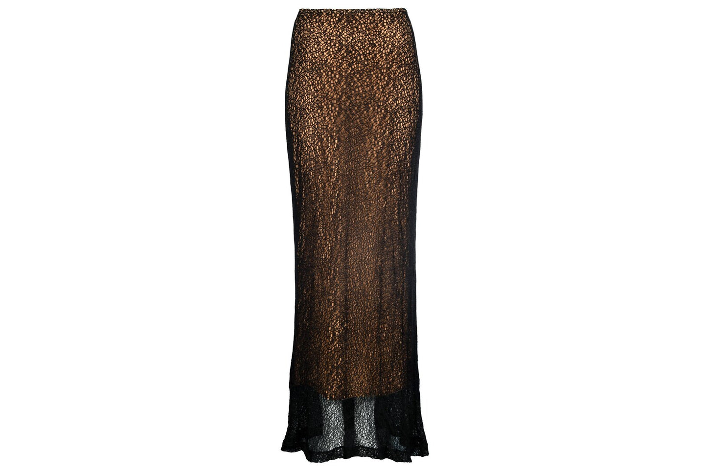 Vintage Ozbek black crochet skirt with soft mesh lining / Made in Italy