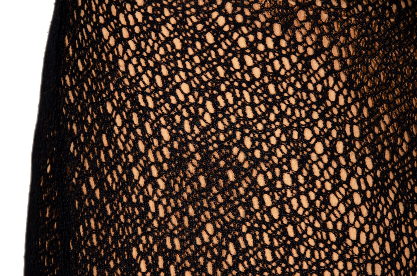 Vintage Ozbek black crochet skirt with soft mesh lining / Made in Italy