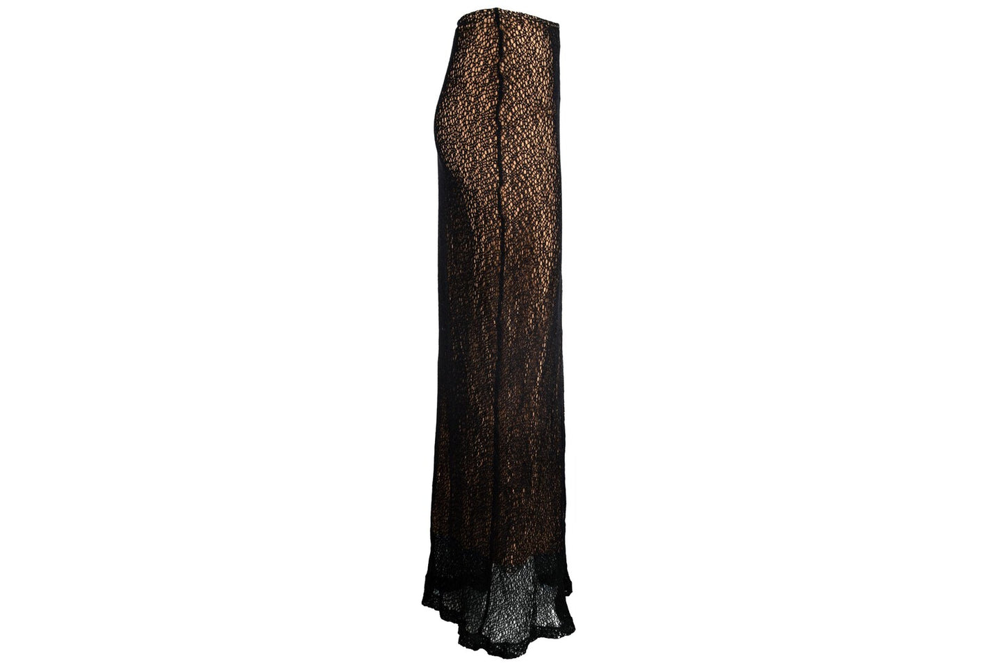 Vintage Ozbek black crochet skirt with soft mesh lining / Made in Italy