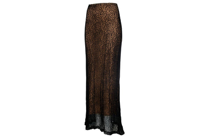 Vintage Ozbek black crochet skirt with soft mesh lining / Made in Italy