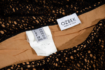 Vintage Ozbek black crochet skirt with soft mesh lining / Made in Italy