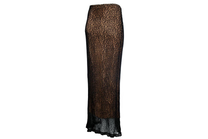 Vintage Ozbek black crochet skirt with soft mesh lining / Made in Italy