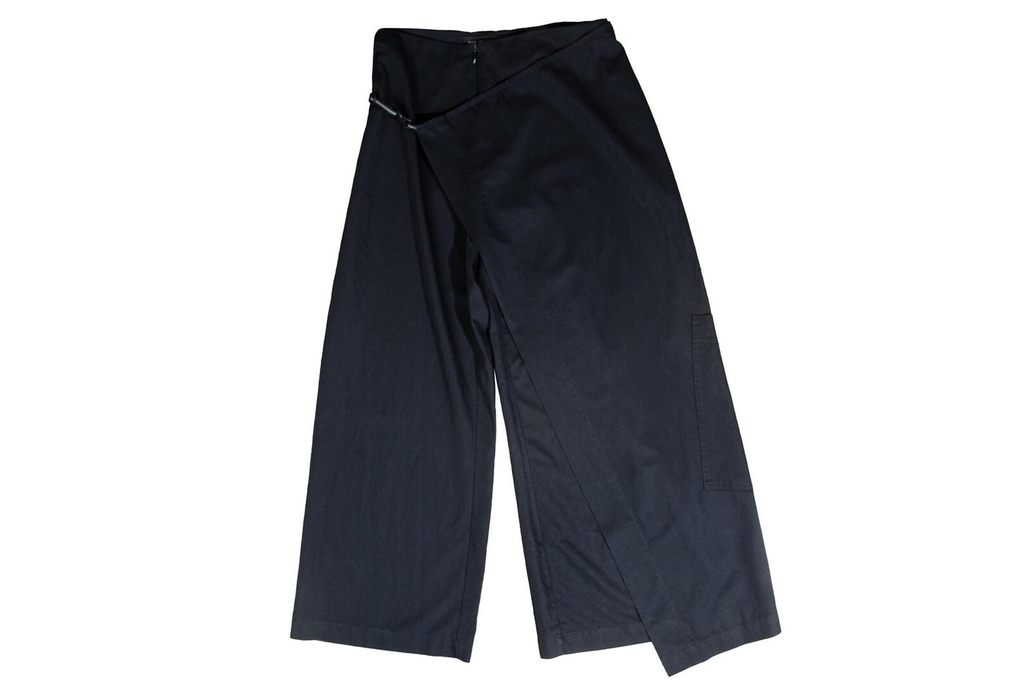 2000s Cop Copine black minimalist wrap overskirt pants - Made in France