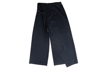 2000s Cop Copine black minimalist wrap overskirt pants - Made in France