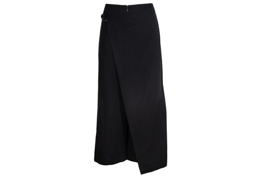 2000s Cop Copine black minimalist wrap overskirt pants - Made in France