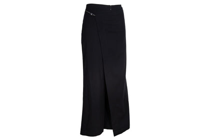 2000s Cop Copine black minimalist wrap overskirt pants - Made in France