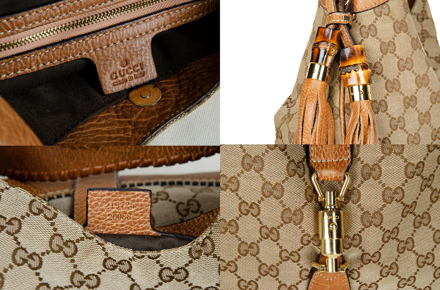 Vintage Gucci New Jackie hobo bag / Gucci GG monogram canvas leather Jackie bag