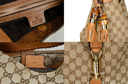 Vintage Gucci New Jackie hobo bag / Gucci GG monogram canvas leather Jackie bag