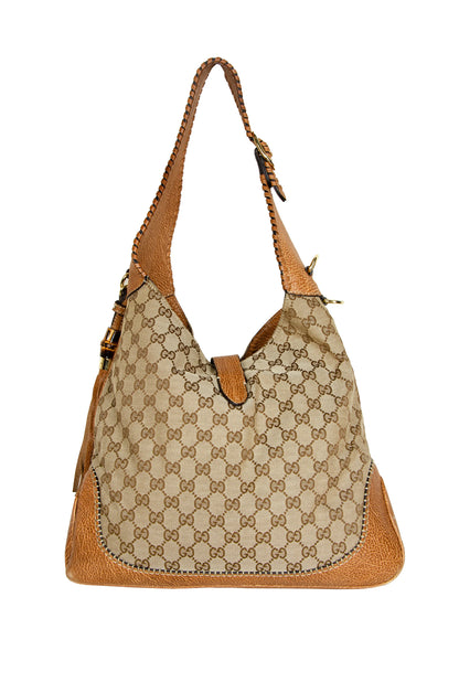 Vintage Gucci New Jackie hobo bag / Gucci GG monogram canvas leather Jackie bag
