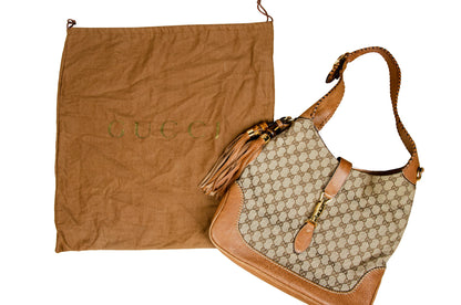 Vintage Gucci New Jackie hobo bag / Gucci GG monogram canvas leather Jackie bag