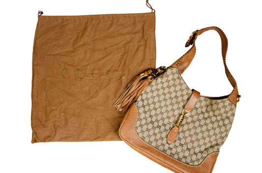 Vintage Gucci New Jackie hobo bag / Gucci GG monogram canvas leather Jackie bag