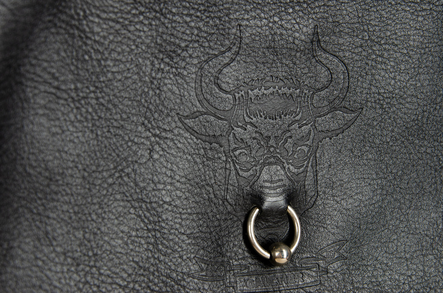 1990s Gaultier bull piercing black leather small handbag
