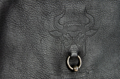1990s Gaultier bull piercing black leather small handbag