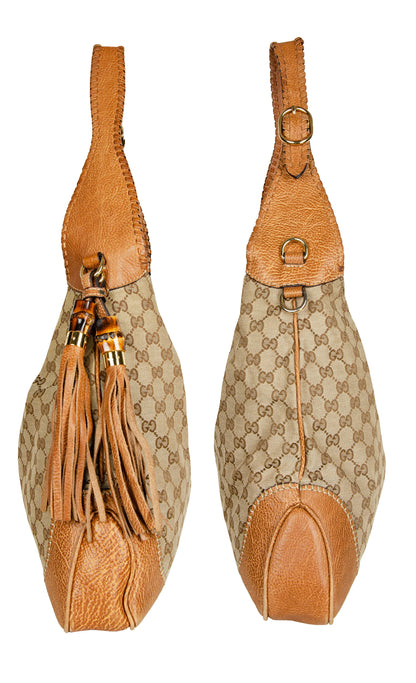 Vintage Gucci New Jackie hobo bag / Gucci GG monogram canvas leather Jackie bag