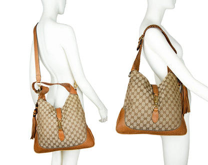 Vintage Gucci New Jackie hobo bag / Gucci GG monogram canvas leather Jackie bag