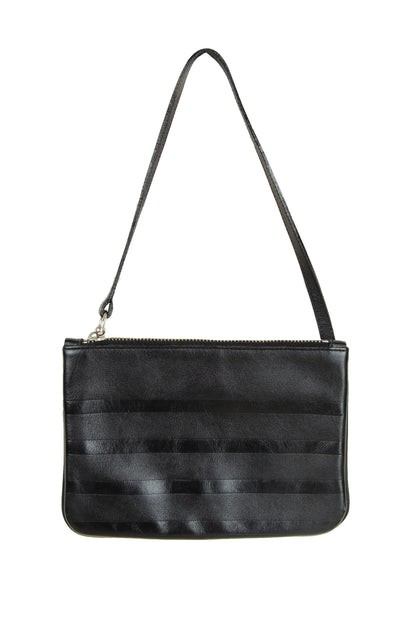 1990s Gaultier bull piercing black leather small handbag