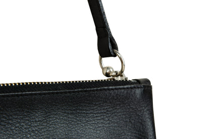 1990s Gaultier bull piercing black leather small handbag