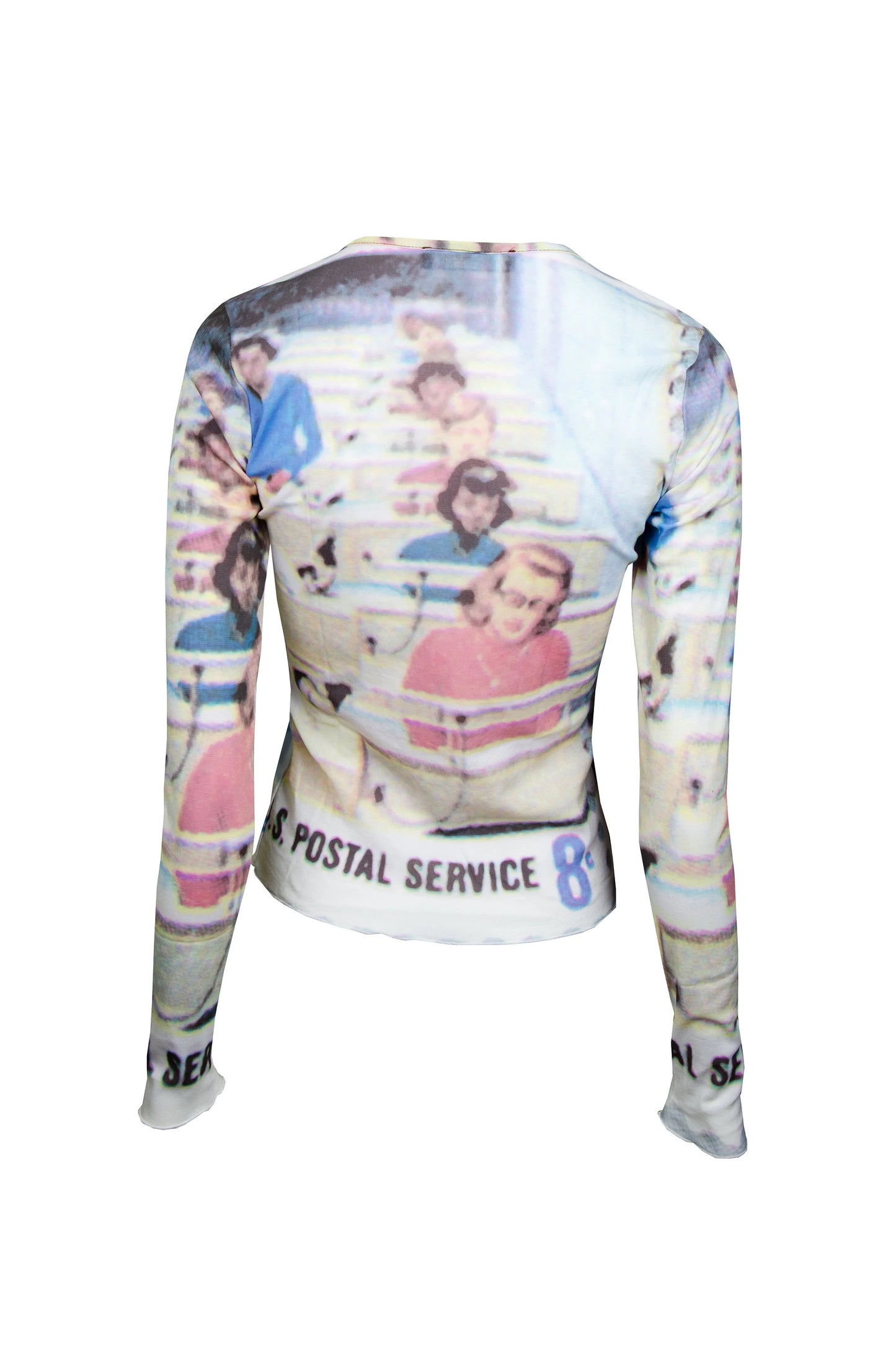 Cop Copine postal service print mesh top