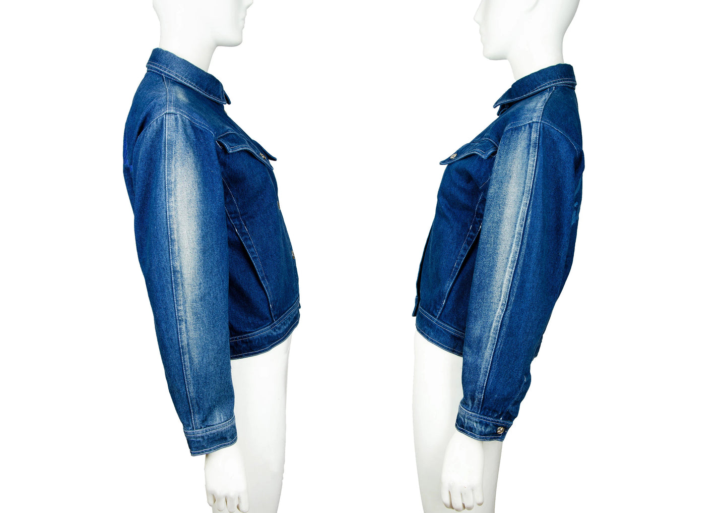 Rare 1980s Thierry Mugler embroidered cropped denim jacket