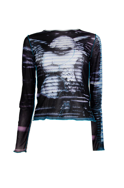 Cop Copine angel print long sleeves mesh top