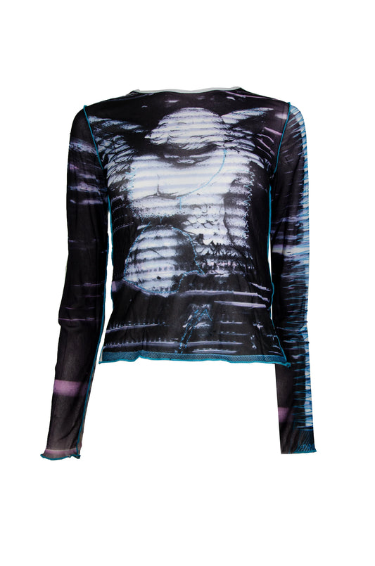 Cop Copine angel print long sleeves mesh top