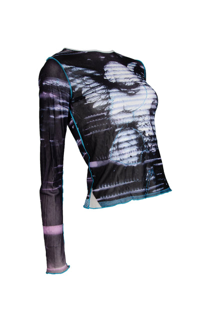 Cop Copine angel print long sleeves mesh top