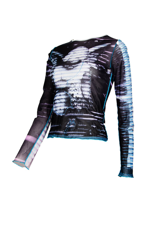 Cop Copine angel print long sleeves mesh top