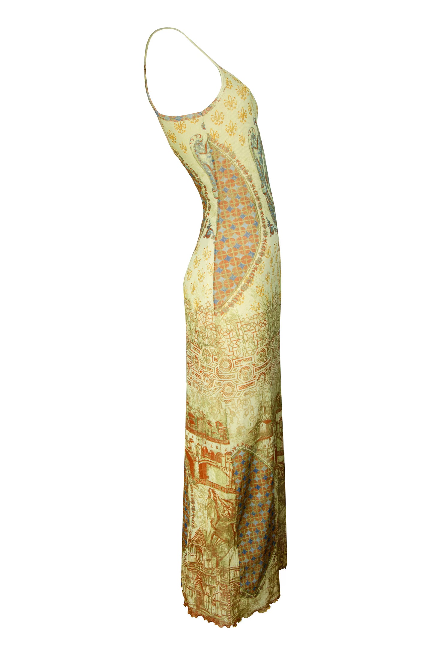 Save The Queen sheer mesh baroque print dress