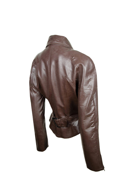 Mugler brown fitted waist cropped jacket / Cinched waist hourglass Mugler short jacket