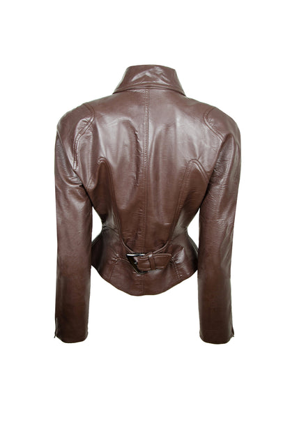 Mugler brown fitted waist cropped jacket / Cinched waist hourglass Mugler short jacket