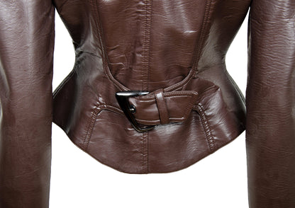 Mugler brown fitted waist cropped jacket / Cinched waist hourglass Mugler short jacket