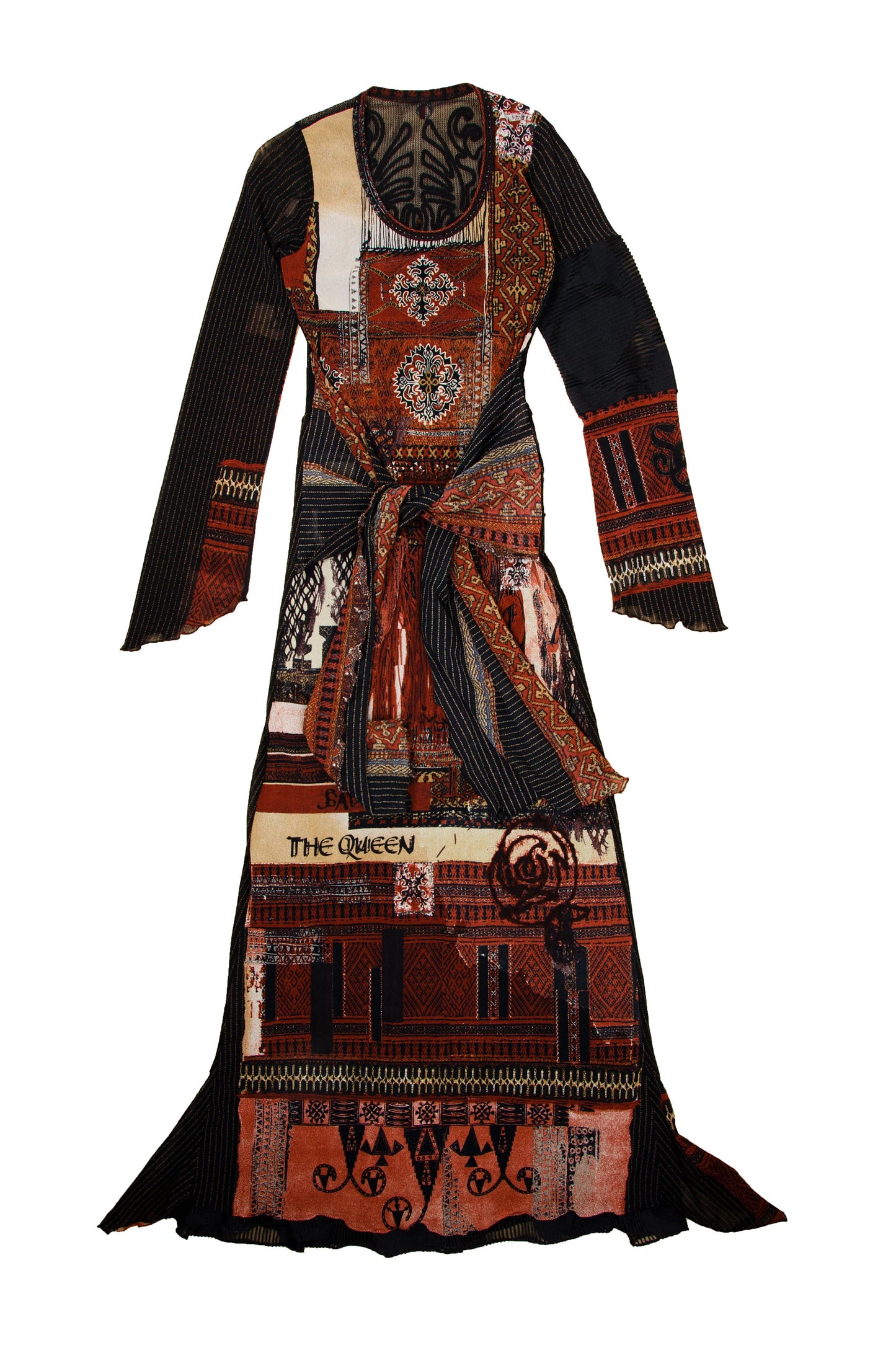 Vintage Save The Queen bell sleeves printed mesh dress