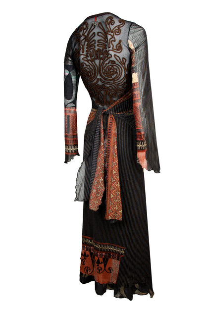 Vintage Save The Queen bell sleeves printed mesh dress